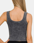 Zenana Washed Scoop Neck Wide Strap Tank