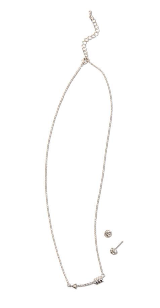 Silver/Crystal Arrow Necklace Set