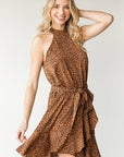 First Love Leopard Belted Sleeveless Dress - Online Only