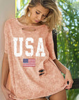 BiBi Washed American Flag Graphic Distressed T-Shirt