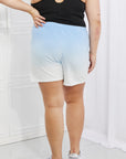 Zenana In The Zone Dip Dye High Waisted Shorts in Blue - Online Only