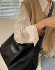 Wide Strap PU Leather Crossbody Bag - Online Only