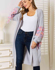 Woven Right Fringe Sleeve Dropped Shoulder Cardigan