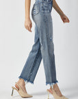 RISEN High Waist Raw Hem Straight Jeans