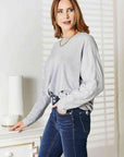 Double Take Seam Detail Round Neck Long Sleeve Top