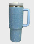 Rhinestone Stainless Steel Tumbler with Straw