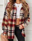 Plaid Pocketed Button Down Shacket - Online Only
