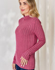 Basic Bae Full Size Ribbed Mock Neck Long Sleeve T-Shirt