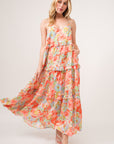 And The Why Floral Ruffled Tiered Maxi Cami Dress