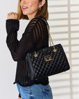 David Jones Quilted PU Leather Handbag