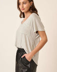 Mittoshop Striped V-Neck Short Sleeve T-Shirt