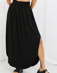 Zenana It's My Time Side Scoop Scrunch Skirt in Black - Online Only