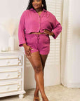 Basic Bae Buttoned Long Sleeve Top and Shorts Set