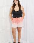 Zenana In The Zone Dip Dye High Waisted Shorts in Coral - Online Only