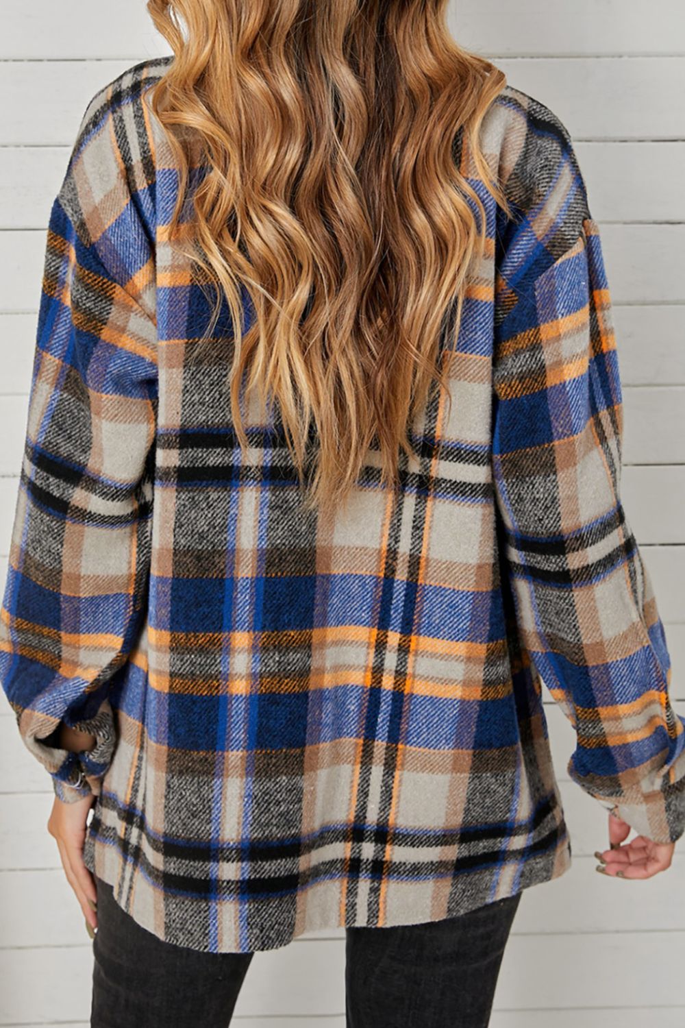 Plaid Pocketed Button Down Shacket - Online Only