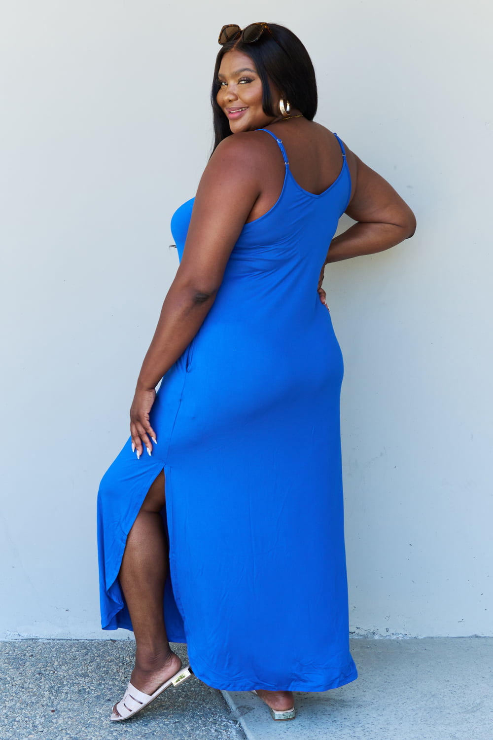 Ninexis Good Energy Cami Side Slit Maxi Dress in Royal Blue - Online Only