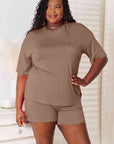 Basic Bae Full Size Soft Rayon Half Sleeve Top and Shorts Set