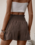 Tie Front Smocked Waist Shorts - Online Only