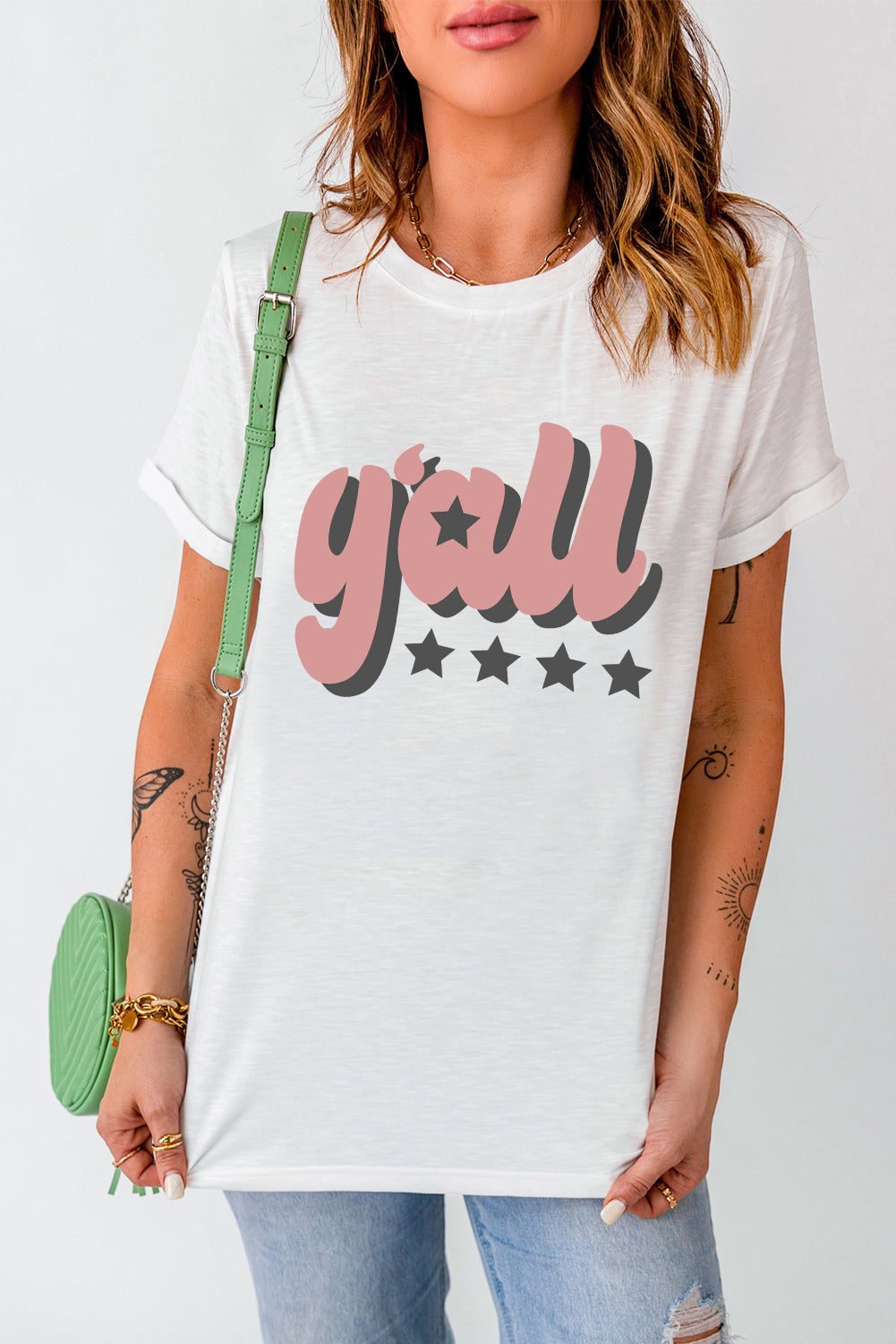 Y&#39;ALL Graphic Round Neck Tee