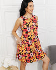 Yelete Floral Sleeveless Dress with Pockets - Online Only