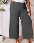 Double Take Full Size Smocked Wide Waistband Wide Leg Pants