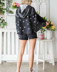 Veveret Star Embroidered Hooded Denim Jacket