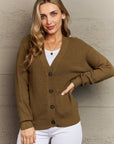 Zenana Kiss Me Tonight Full Size Button Down Cardigan in Olive - Online Only