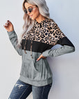 Leopard Color Block Hoodie - Online Only *