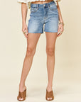 Judy Blue Full Size High Waist Raw Hem Denim Shorts