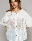 POL Round Neck Short Sleeve Lace Top