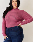 Basic Bae Full Size Ribbed Mock Neck Long Sleeve T-Shirt