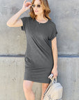 Basic Bae Full Size Round Neck Short Sleeve Dress with Pockets