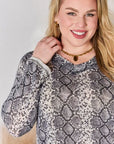 Hailey & Co Full Size Snakeskin V-Neck Long Sleeve Top