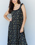 Doublju In The Garden Ruffle Floral Maxi Dress in  Black Yellow Floral - Online Only