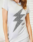 Double Take Leopard Lightning Graphic Tee Dress