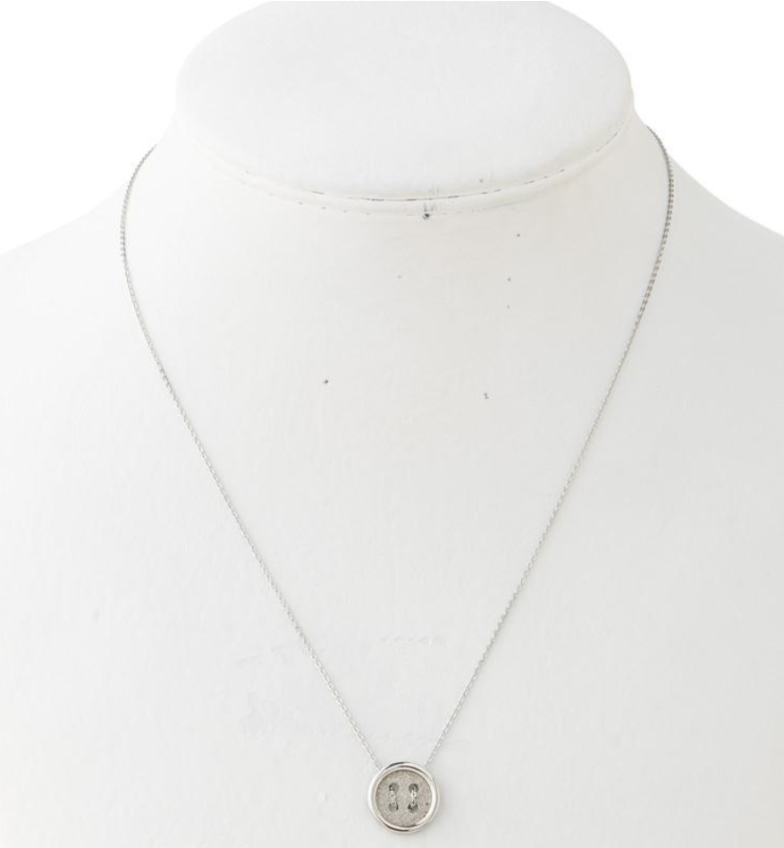 Stainless Steel Button Pendant Necklace