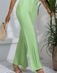 Slit High-Rise Flare Pants - Online Only