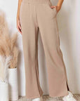 RISEN Wide Waistband Slit Wide Leg Pants