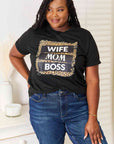 Simply Love WIFE MOM BOSS Leopard Graphic T-Shirt