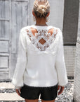 Lace Detail Cutout Long Sleeve Pullover Sweater - Online Only