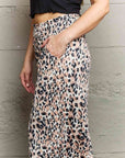 Ninexis Leopard High Waist Flowy Wide Leg Pants with Pockets