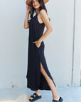 Ninexis Good Energy Cami Side Slit Maxi Dress in Black - Online Only