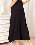 Double Take Full Size Soft Rayon Drawstring Waist Maxi Skirt Rayon