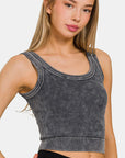 Zenana Washed Scoop Neck Wide Strap Tank