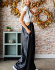 First Love Drawstring Back Spaghetti Strap Wide Leg Overall