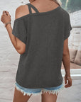 Asymmetrical Neck Short Sleeve T-Shirt
