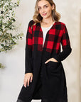 Heimish Full Size Plaid Open Front Cardigan