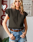 Textured Butterfly Sleeve Blouse- Online Only