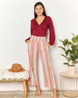 Double Take Striped Smocked Waist Pants with Pockets