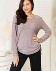 Double Take Drawstring Ribbed Long Sleeve T-Shirt